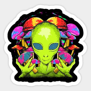 Psychedelic Alien Mushrooms Sticker